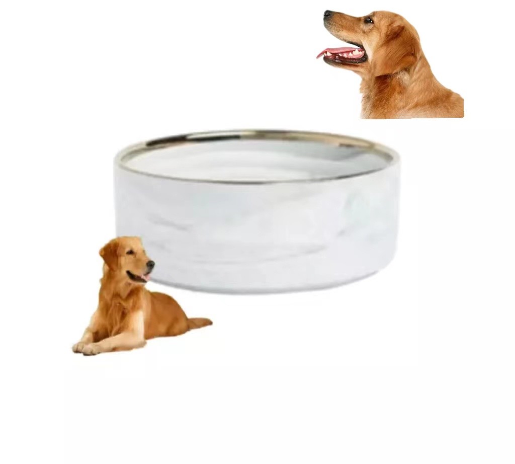 China Customized Round Pet Bowls Matted Ceramic Dog Bowls With Wooden Stand For Dogs Cats wholesale