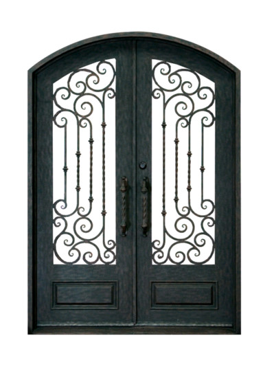 China Double Swing Ornamental Iron Parts Exterior Iron Front Doors European Style wholesale