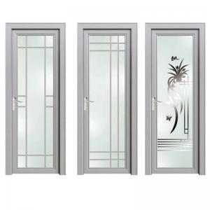 China Sound Insulation Aluminum Bathroom Doors Swing Tempered Glass Door wholesale