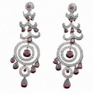 China Sterling silver drop earrings with cubic zinc and jade rhinestones, silver jewelry sv925 earrings wholesale