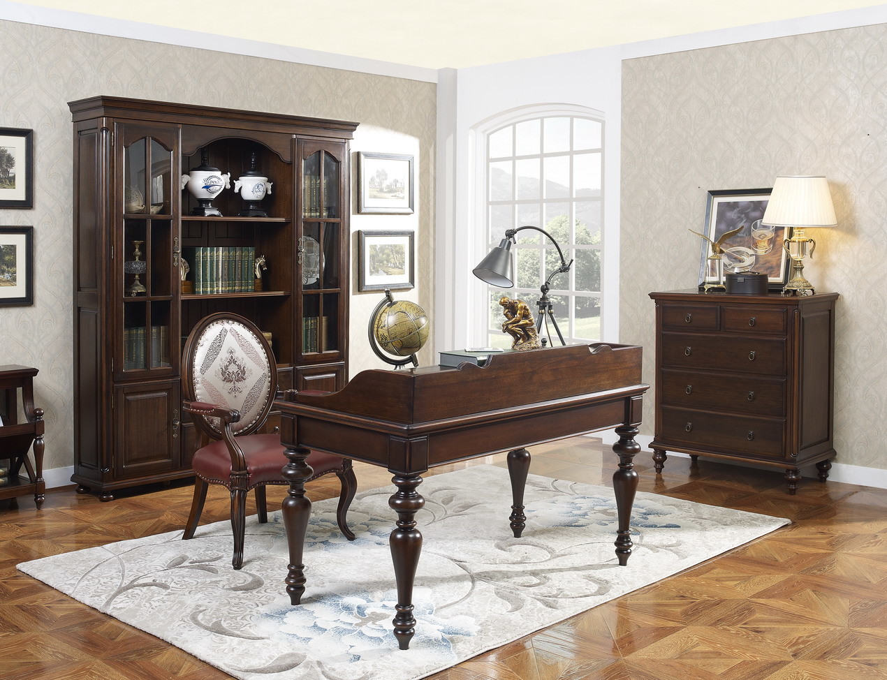 China Home Office Study room furniture Wooden Reading Writing desk Computer table with Storage cabinet and Bookshelf cabinet wholesale