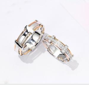 China 4.5g 6.5g 18K Gold Diamond Rings Couples Cross Promise Rings wholesale