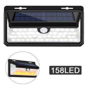 China 158LED Waterproof Solar PIR Motion Sensor Wall Lamp Light And Simulation 3Modes Flame Light Security Solar wholesale