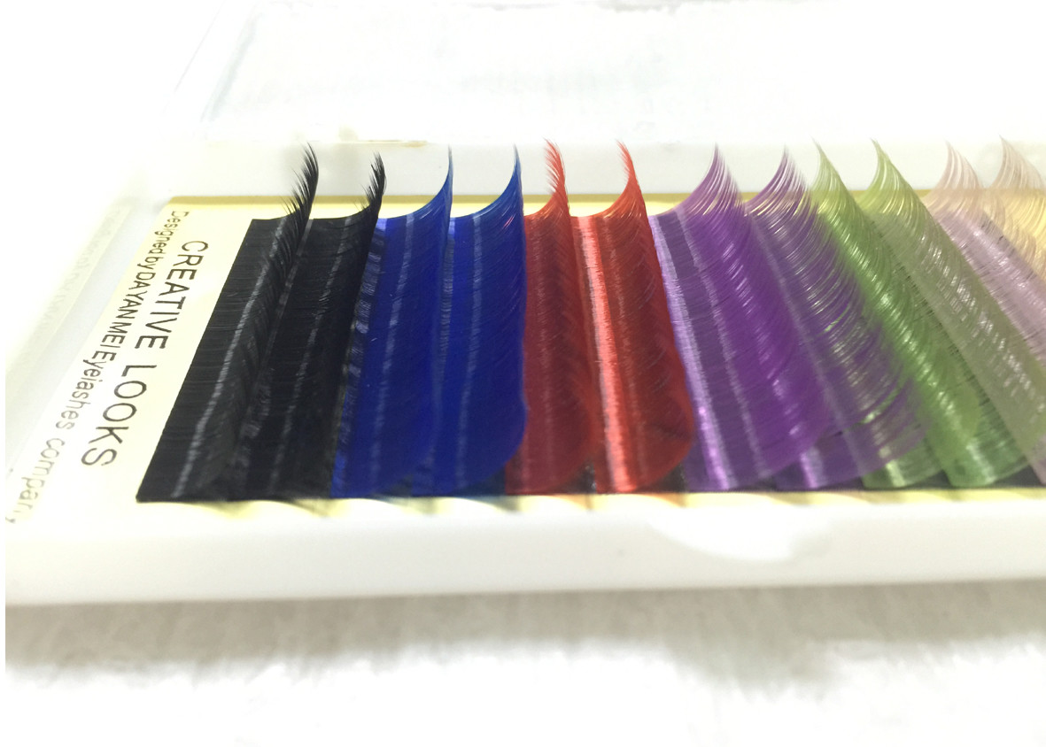 China Color Rainbow Eyelash Extensions 0.07 False Eyelash Set Individual wholesale