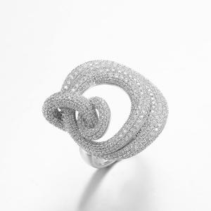 China Annulus Shape 7.59g 925 Silver CZ Rings Rhodium Plated Infinite Loop Ring wholesale