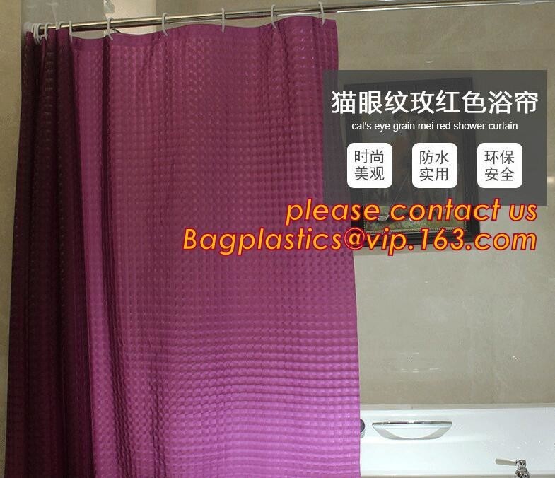 China PEVA Bathroom hooks shower curtain, PEVA Shower Curtain Disposable Bath Curtain, shower curtain For Hotel Bathroom packa wholesale