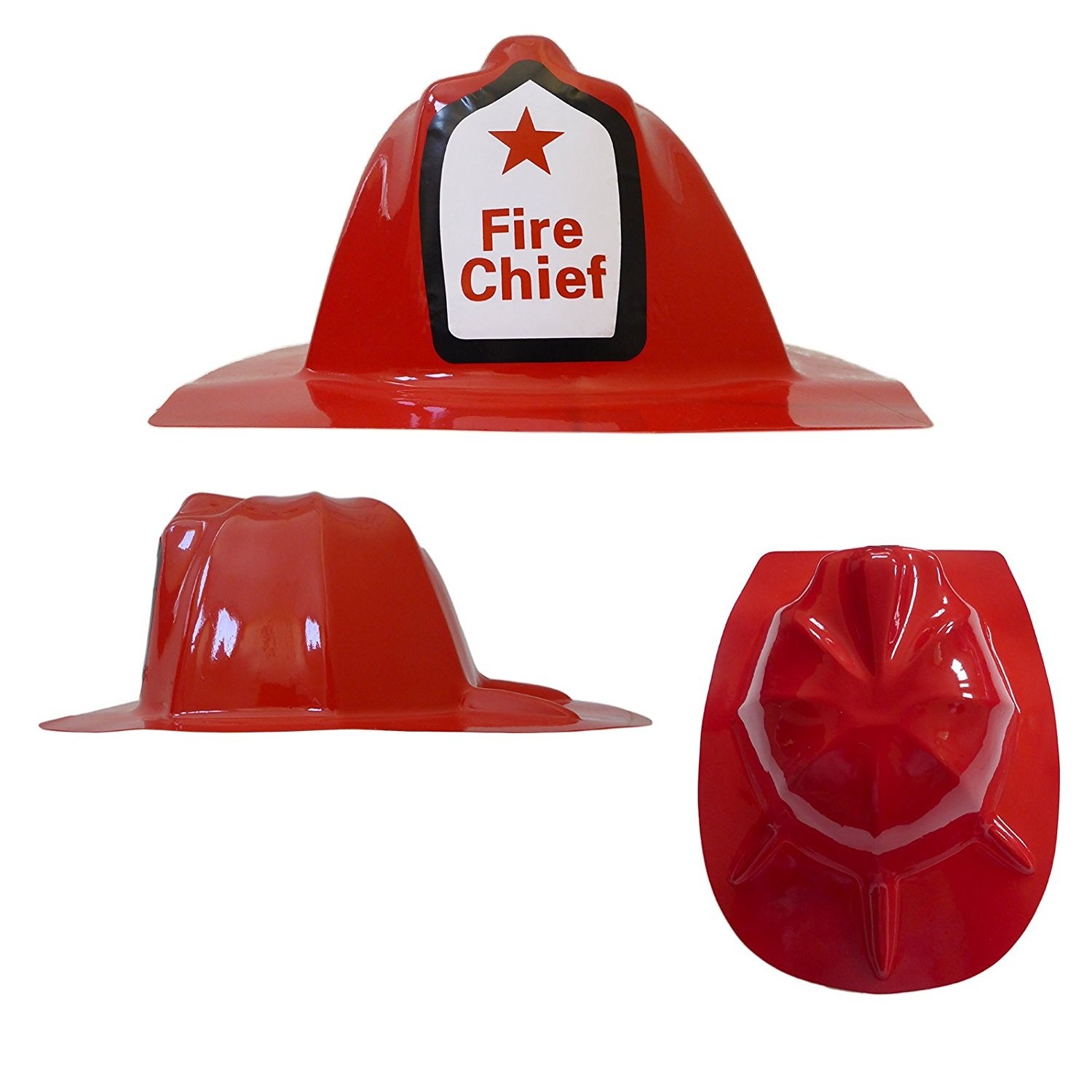 China Child Size Red Plastic Fire Chief Hat Halloween Party Plasticfireman Helmet Hat wholesale