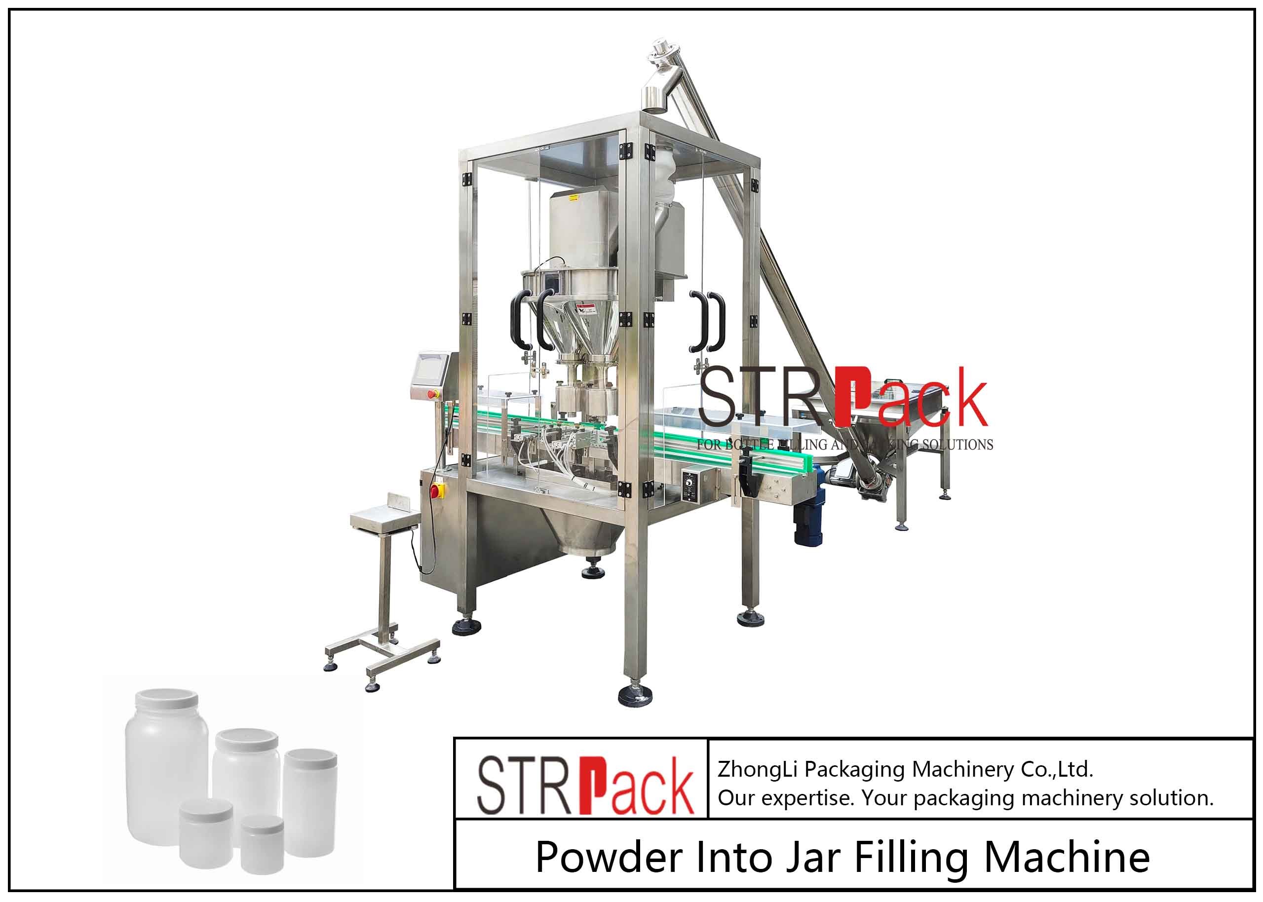 China Automatic Jar Powder Filling Machine 50L Hopper For Pharmaceutical Foodstuff wholesale