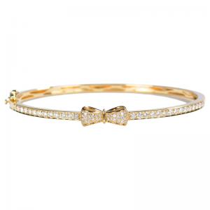 China Senior Presence 18K Gold Diamond Bowknot Bangle 0.96ct Customized Design wholesale