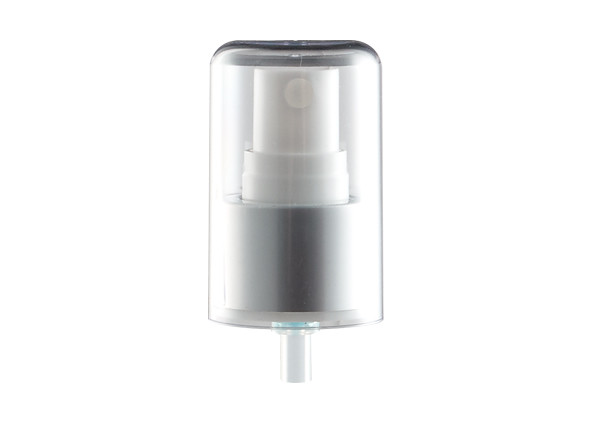 Quality Silver Cosmetic Makeup Pump Dispenser Aluminum Type With AS Material Full Cap for sale