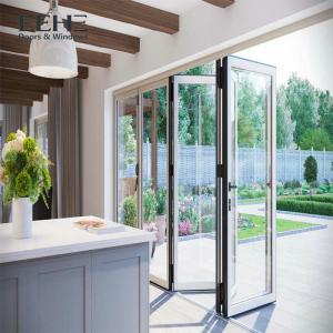 China Outdoor Accordion Powder Coated Aluminium Bifold Doors Clear Tempered Glass wholesale