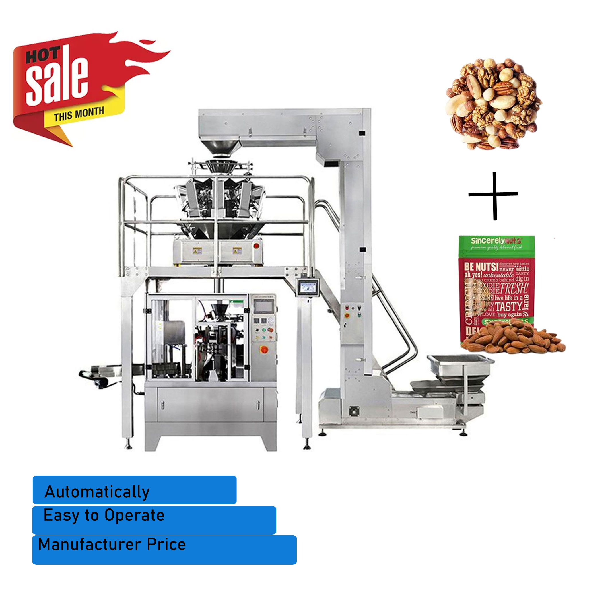 China Multi-function 300g 500g Flat Pouch Nuts Cashew Nuts Packing Machine wholesale