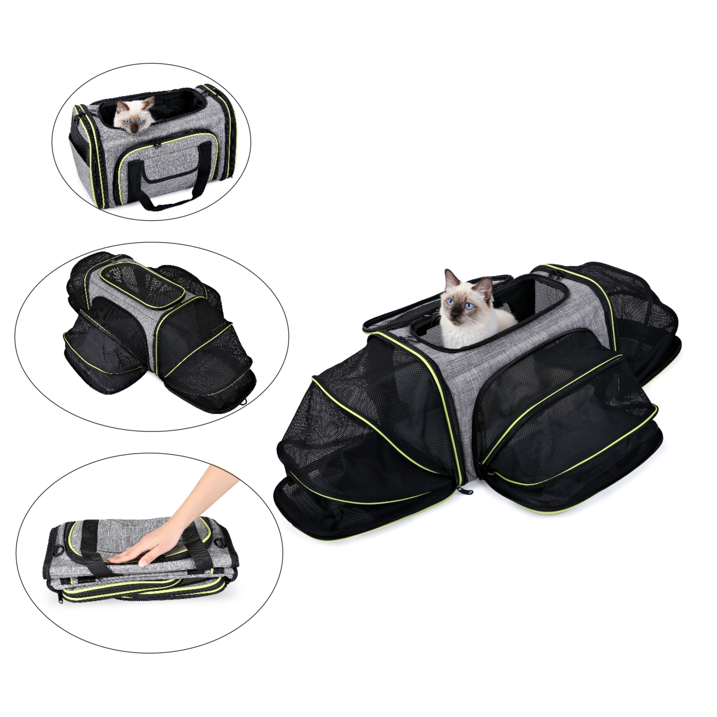 China Expandable Soft Sided Pet Travel Carrier Bag Foldable Breathable Large Space ODM wholesale