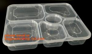 China Disposable biodegradable plastic fiffin lunch box,compartment lunch box with lid,clamshell food packaging macaron pp bli wholesale