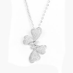 China 1.73g Sterling Silver Cubic Zirconia Pendant Heart Bow Shape wholesale