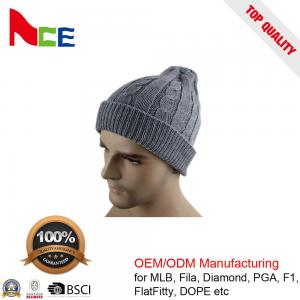China Unique Unisex Fitted Beanie Hats / Grey Mens Winter Beanie Hats 56-60CM wholesale