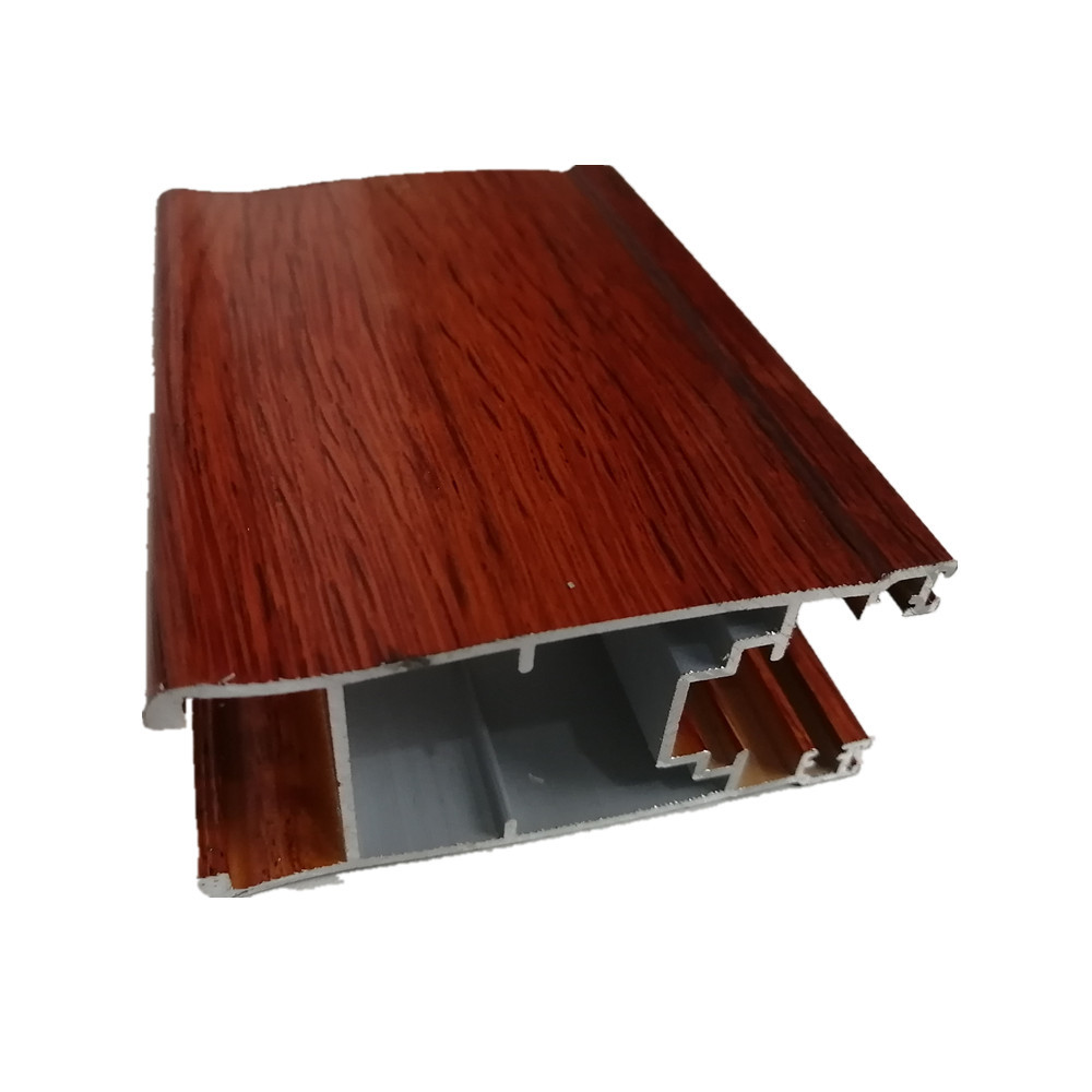China 6063 Customized Wood Finish Extruded Aluminium Window Profile / Aluminum Door Sections For Building wholesale