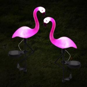 China Pink Flamingo Lawn Lamp Garden Decor Solar Powered Outdoor Garden Stake Lights wholesale