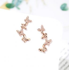 China Pandora Earrings Butterfly Earrings 18K Gold Diamond Earrings For Women wholesale