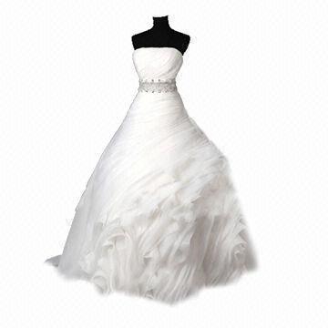 China Customized Elegent Wedding Dress/Bridal Gown, Made of Silk and Satin Lace, 1pc Avaiable wholesale