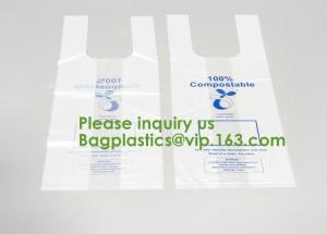 China 100% Biodegradable Compostable Plastic T-Shirt Vest Bag For Shopping,Home,Decoration,Wedding,Supermarket,Restaurant,Bake wholesale