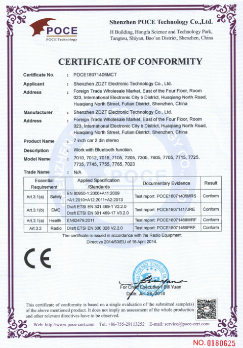 Shenzhen ZDZT Electronic Technology Co., Ltd. Certifications