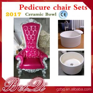 China 2017 hot sale king throne pedicure chair with round pedicure bowl , Pink spa pedicure chairs for sale wholesale