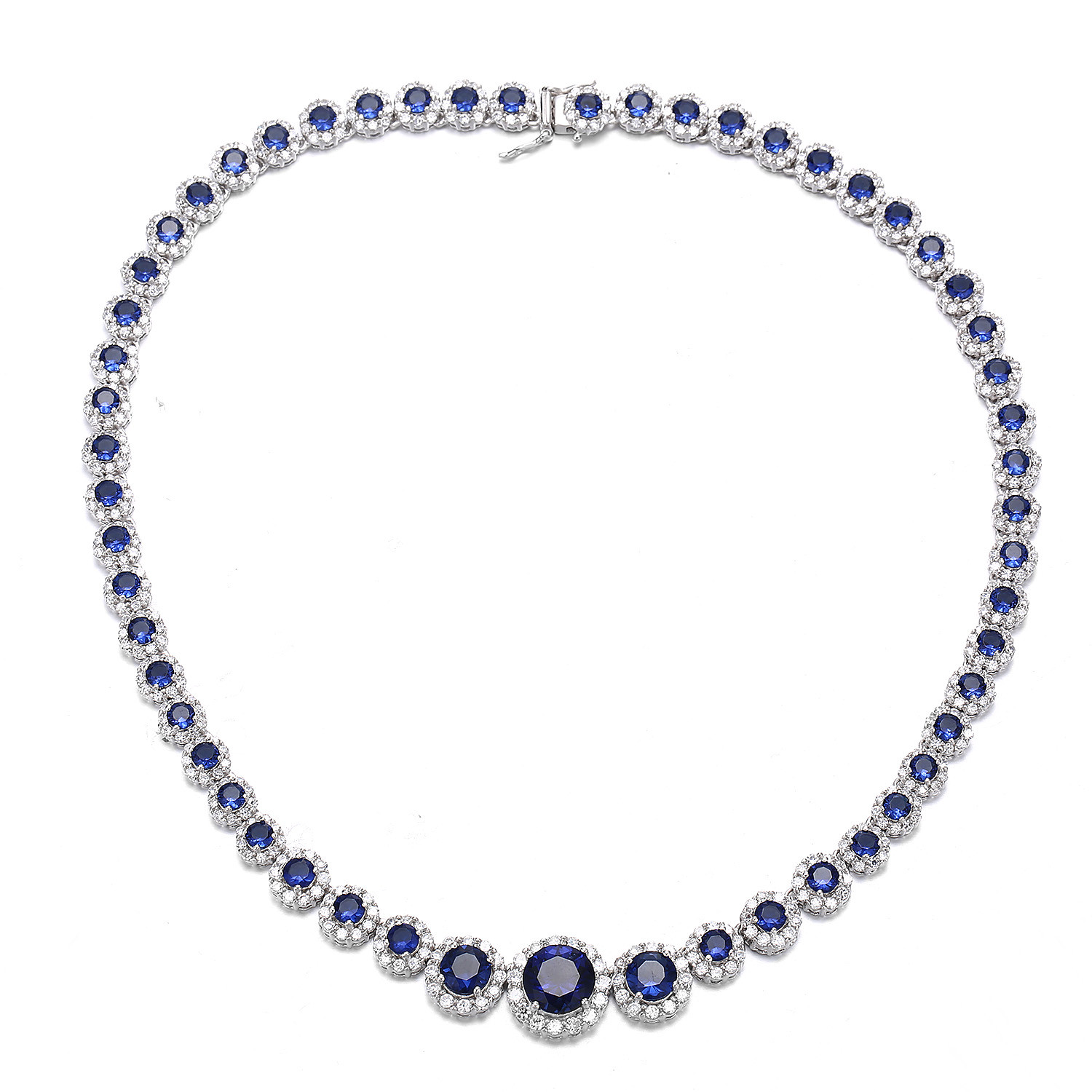 China Blue Aquamarine Birthstone Necklace Cubic Zirconia 17 Inch wholesale