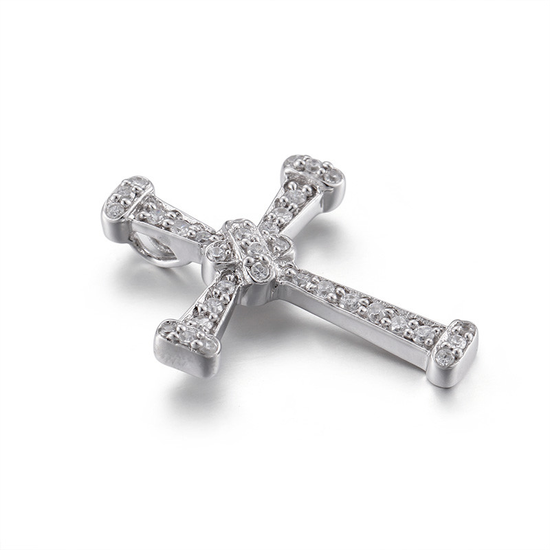 China Anti-Allergic White Cross Pendant For Women Silver Plated 1.5mm wholesale