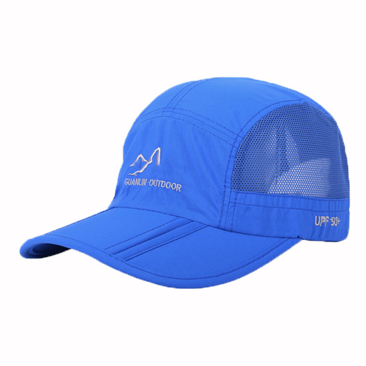 China Custom Foldable 5 Panel Camper Hat Stylish Curved Brim Cap 100% Polyester wholesale