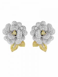 China Camellia Ear Clip Ear Ring Design 18k White Gold Diamond Earrings For Women wholesale