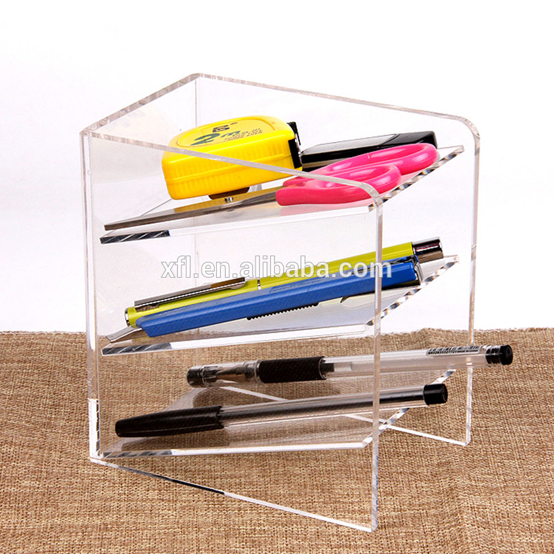 3 Tier Acrylic Shop Display Pen Holder Acrylic Stationery Shelf Display Rack Customized Logo
