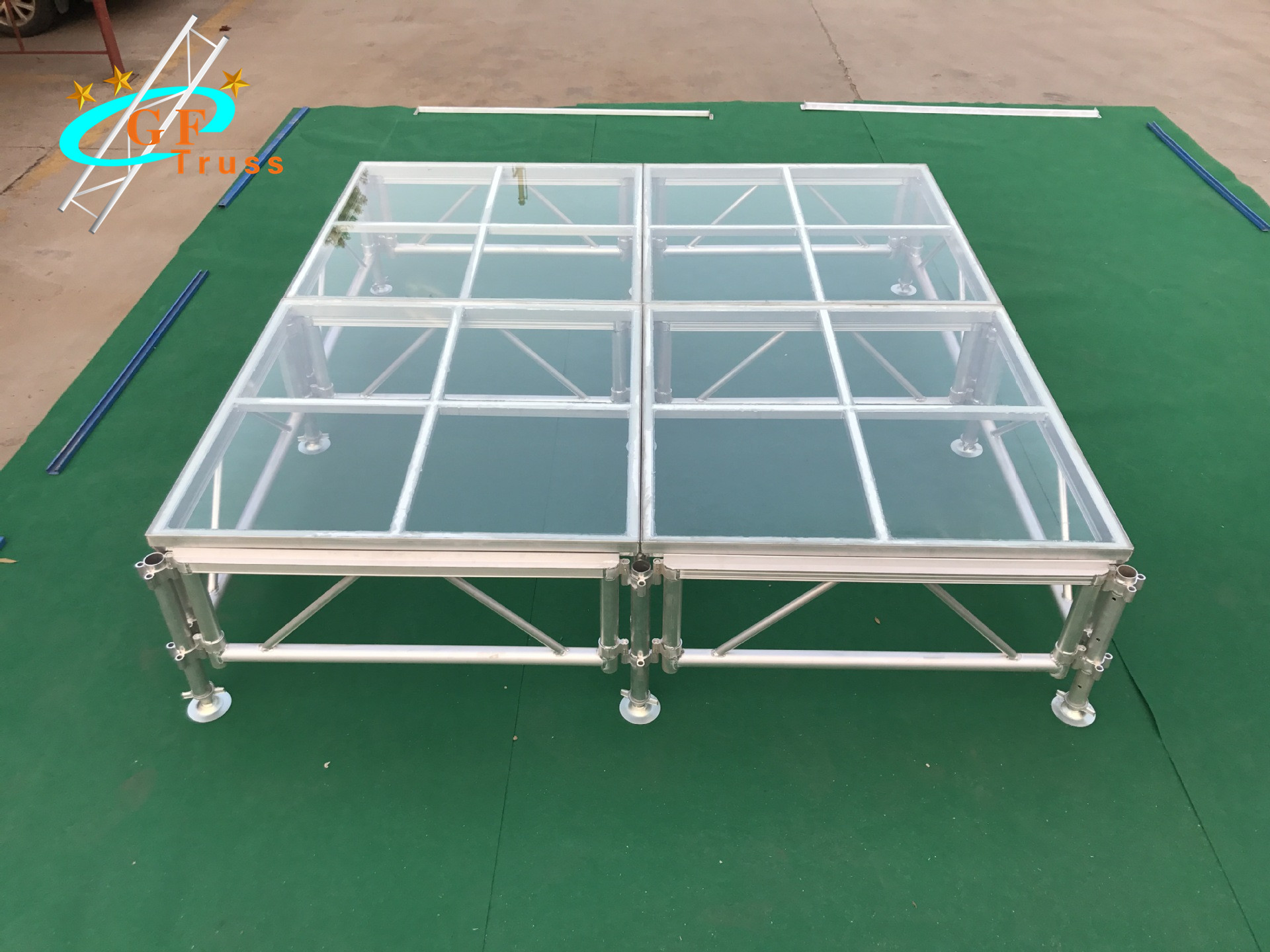 China Assemble Mobile Wedding Swimming Pool Stage Glass Acrylic Stage Aluminum Frame wholesale