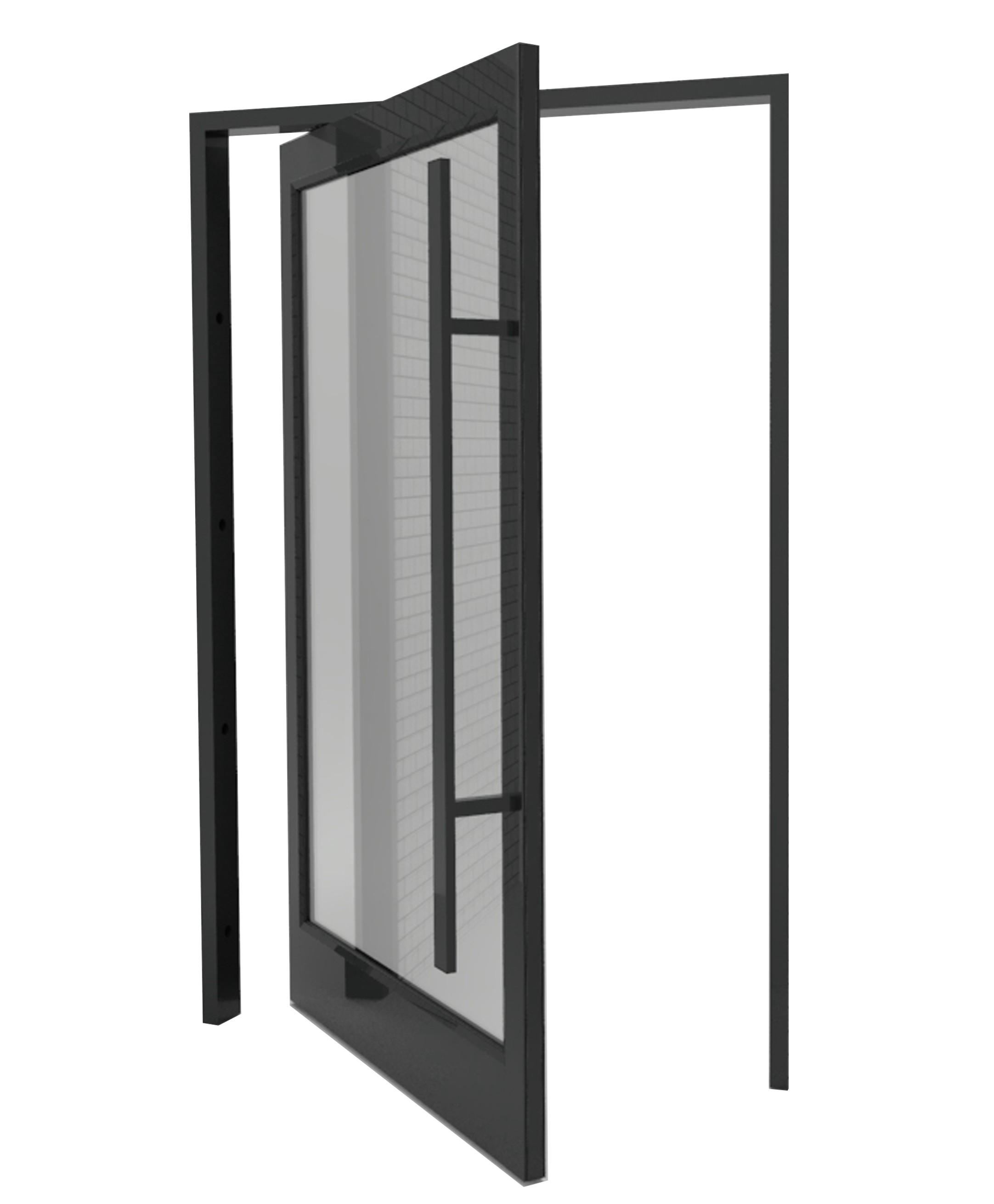 China Black Anodized Frame Aluminum Pivot Door Horizontal Middle Turning wholesale