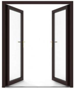 China PVDF Coated Aluminium Casement Doors , Toughened Glass External Doors Anodized wholesale