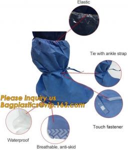 China Waterproof green disposable PE shoe cover plastic overshoes,Hospital Using Disposable PP Non Woven Shoe Cover Medical Sh wholesale