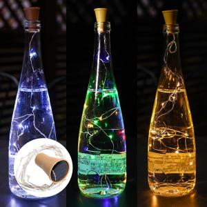 China Solar Powered Wine Bottle Cork  Led Lamps,Christmas Shining LED Copper Garland Festoon Wire Solar String Lights wholesale