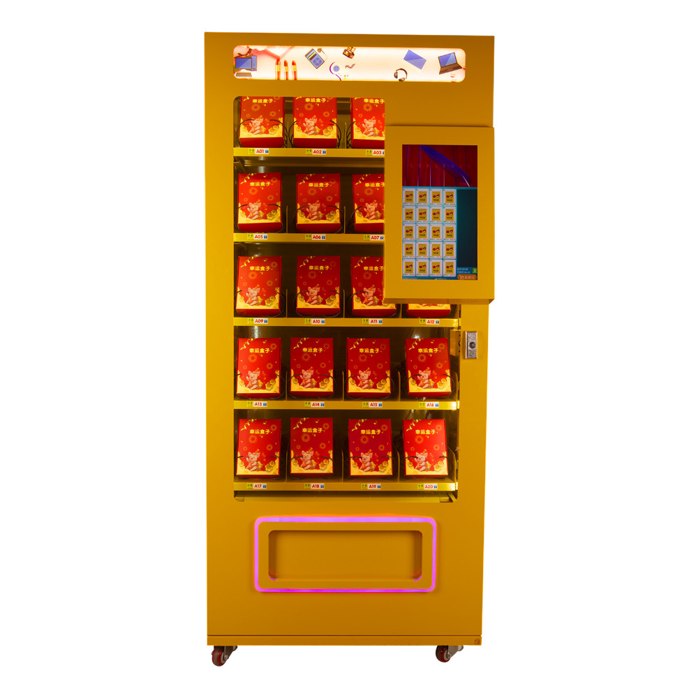 China Full Metal Soda Vending Machine , Blue / Pink / Yellow Lucky Box Food Vending Machines wholesale