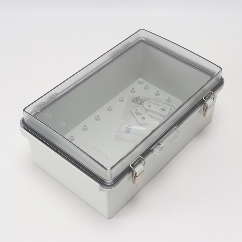 China 275x175x110mm / 10.82"x6.89"x4.33" Hinged Lid Junction Box Solid Gray Lid ABS Plastic wholesale