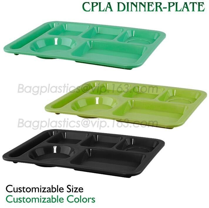 China 5 Compartment Lunch Box Disposable Plastic Food Container, biodegradable Fast Food Tray, disposable safety meat tray wholesale