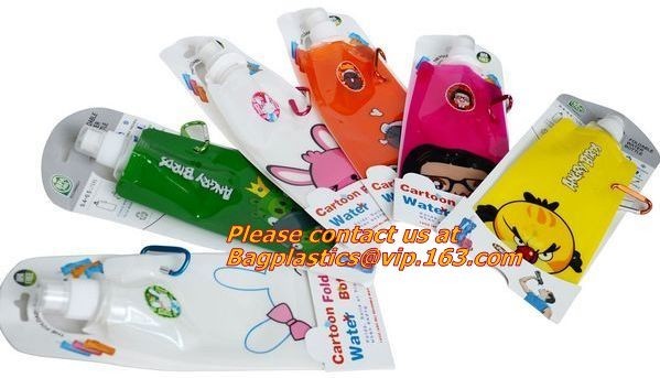 China Spouted flexible foldable water bag with carabiner for running, flexible printing and lami wholesale