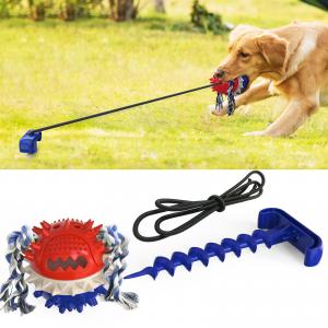 China Indestructible Natural TPR Dog Molar Chew Toy Toothbrush Drawstring Ball Multifunctional wholesale