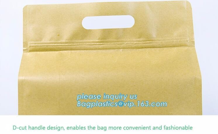 China Stand up ziplock kraft paper bags with clear window,resealable zipper stand up clear window brown kraft paper bag BAGEAS wholesale