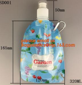 China portable foldable water bottle / folding water bag,BPA Free Stand Up Spout Portable Foldable Water Bottle/Bag With Carab wholesale