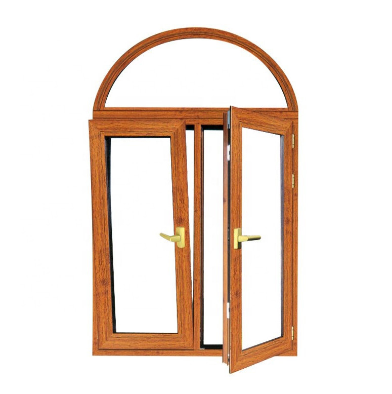 China Aluminum Fireproofing Arched Tilt And Turn Windows Swing Open Wood Grain Frame wholesale