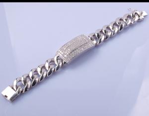China 96.25 Grams 925 Silver CZ Bracelet 19cm Matching Magnetic Bracelets For Couples wholesale