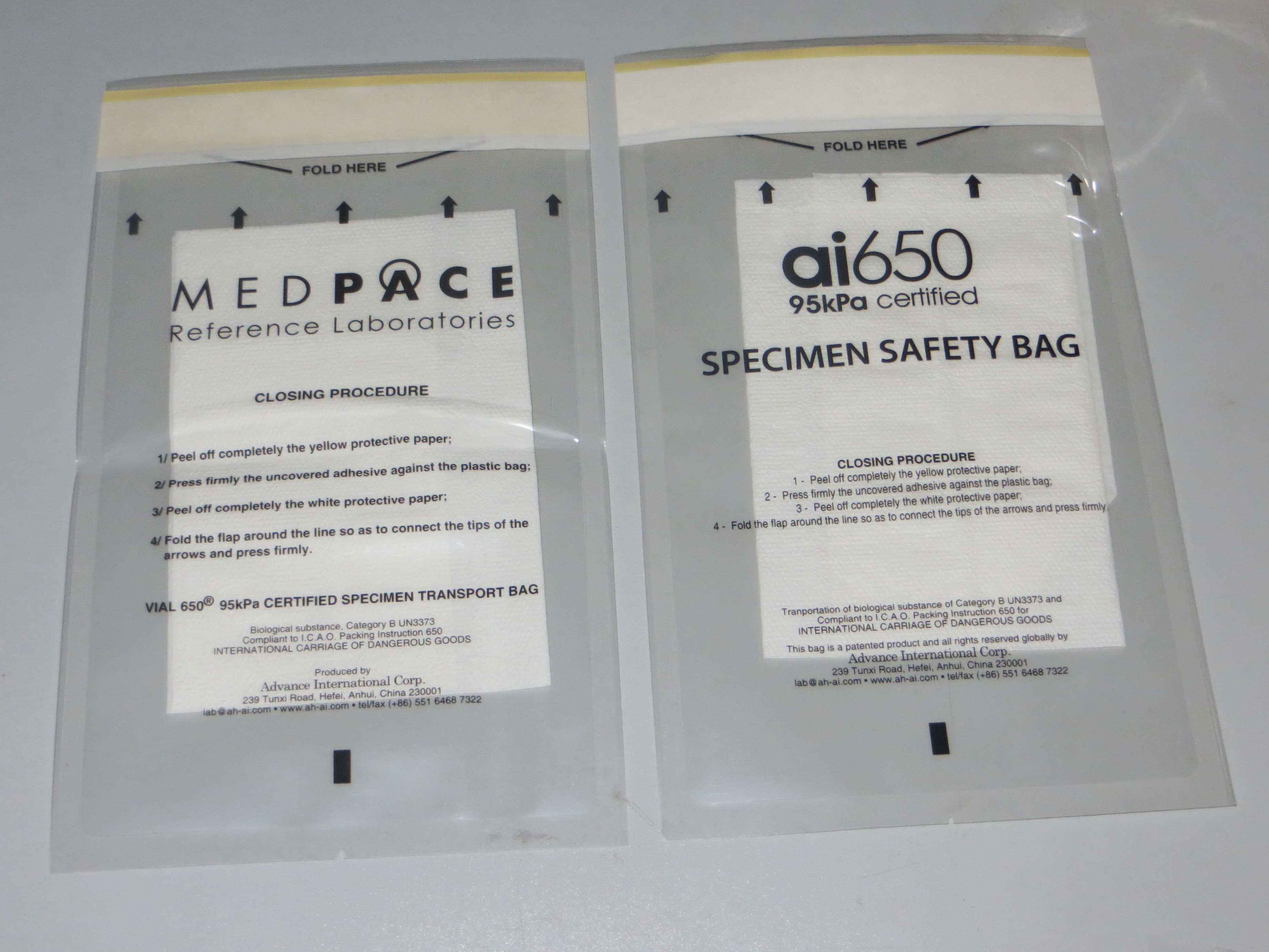 China Laminated 95Kpa Biohazard Transport Specimen Bags wholesale