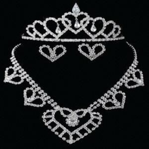 China Sterling Silver Jewelry Set with Bridal Tiara Crown for Wedding and Pageant wholesale