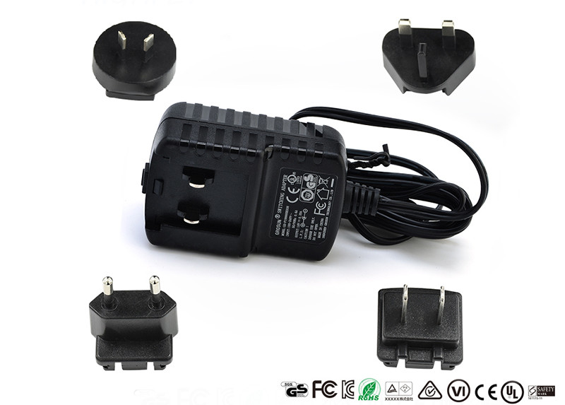 China 5V 1A 2A 12V 1A Detachable Plug Interchangeable Power Adapter CE FCC UL GS EAC Certificate wholesale