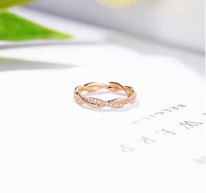 China Moissanite Rings Interwoven Tail Grass Wedding Rings 18K Gold Diamond Rings wholesale